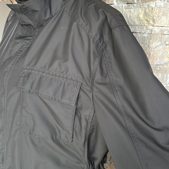 Cole Haan brown windbreaker lightweight jacket lambskin trim zip and snap close - Picture 5 of 16